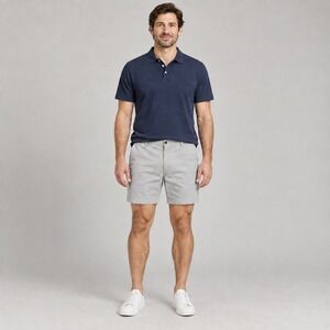 Faherty Chino Shorts Mens 38 Gray Stretch‎ Cotton Flat Front Coastal Preppy